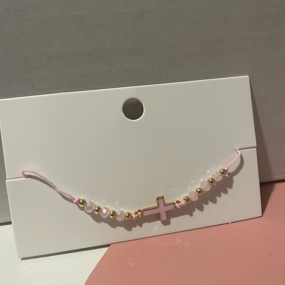 Cross Tie bracelet in the color Baby Pink